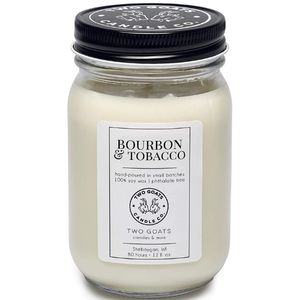 Bourbon and Tobacco Scented Soy Candle by TWO GOATS CANDLE