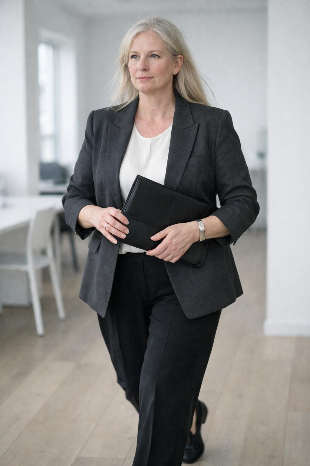 Plus size business outfits with monochrome minimalist style