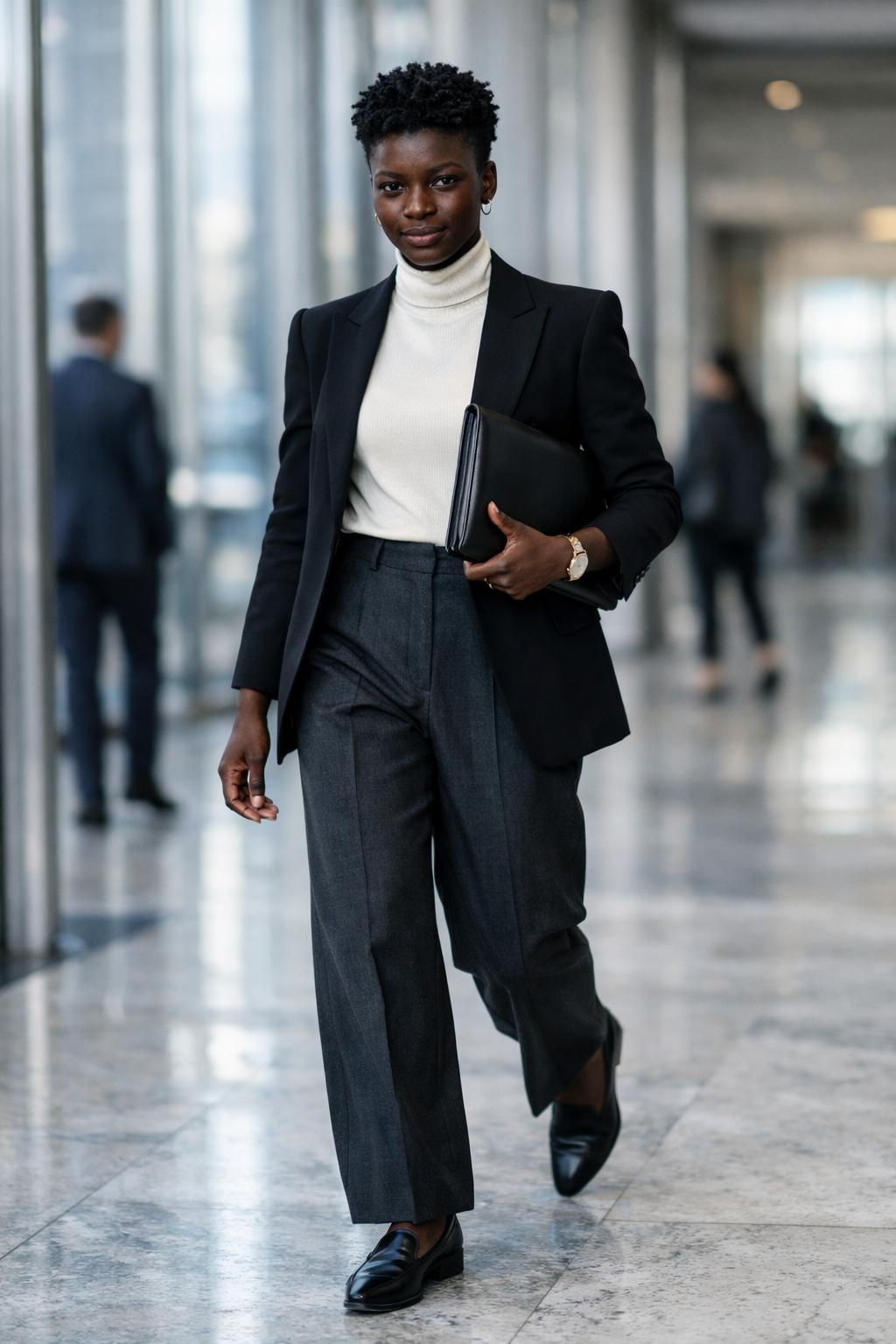 Business casual outfits black women rock with structured black blazer