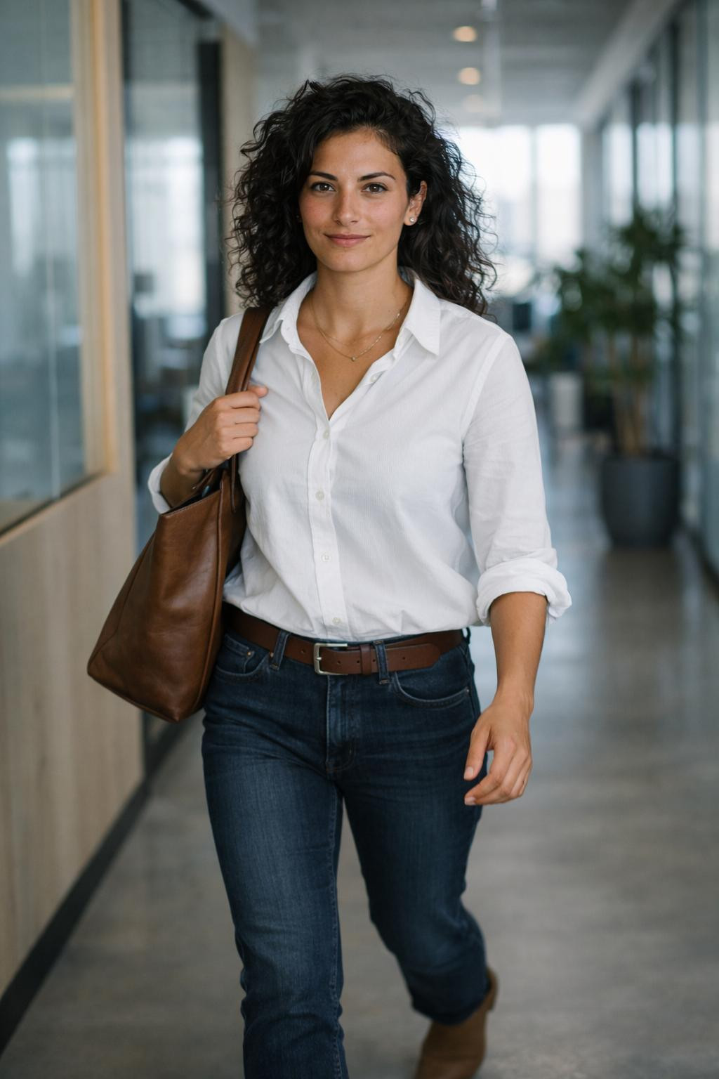 Business casual outfits jeans with white shirt and tan suede ankle boots