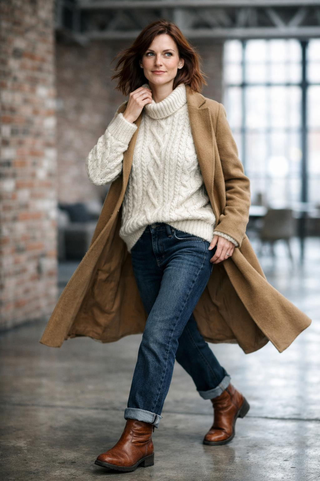 Winter shoes featuring cognac ankle boots in loft setting