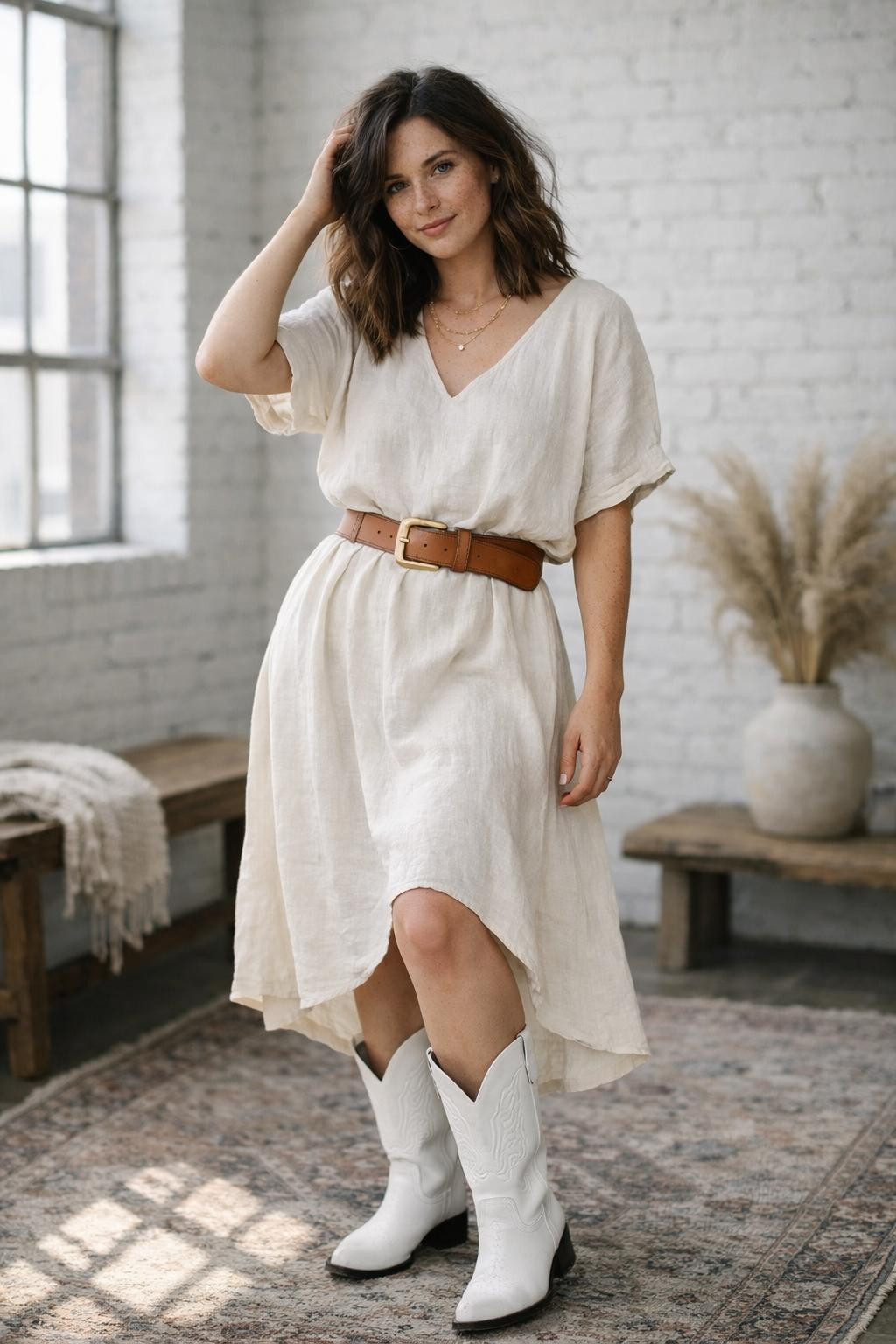knee length dresses for ladies Linen Naomi Cheetah Head SM / Cheetah Head