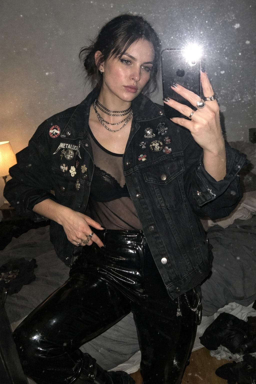 Rock concert outfit with messy styling and platform boots