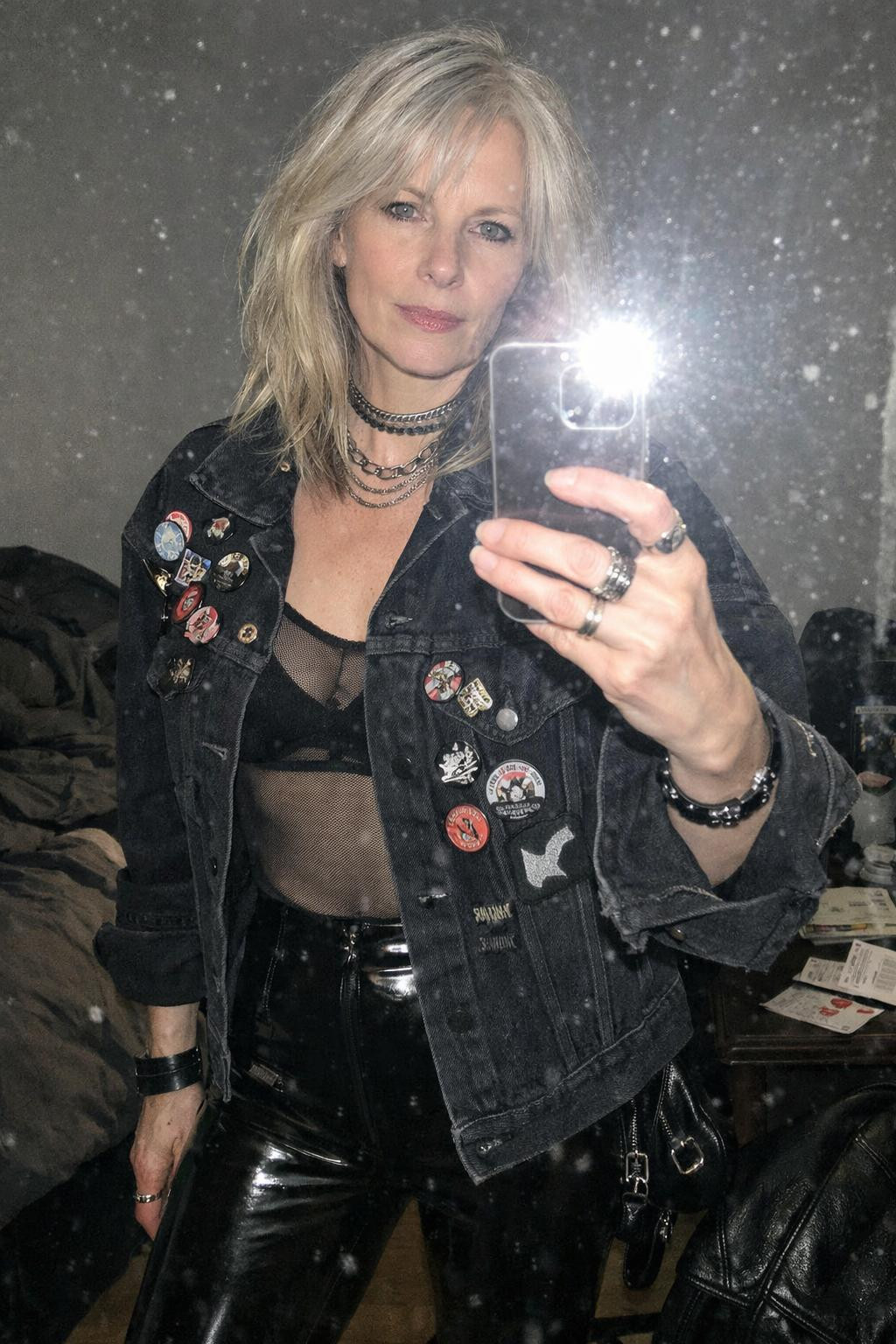 Rock concert outfit with mature styling and silver details