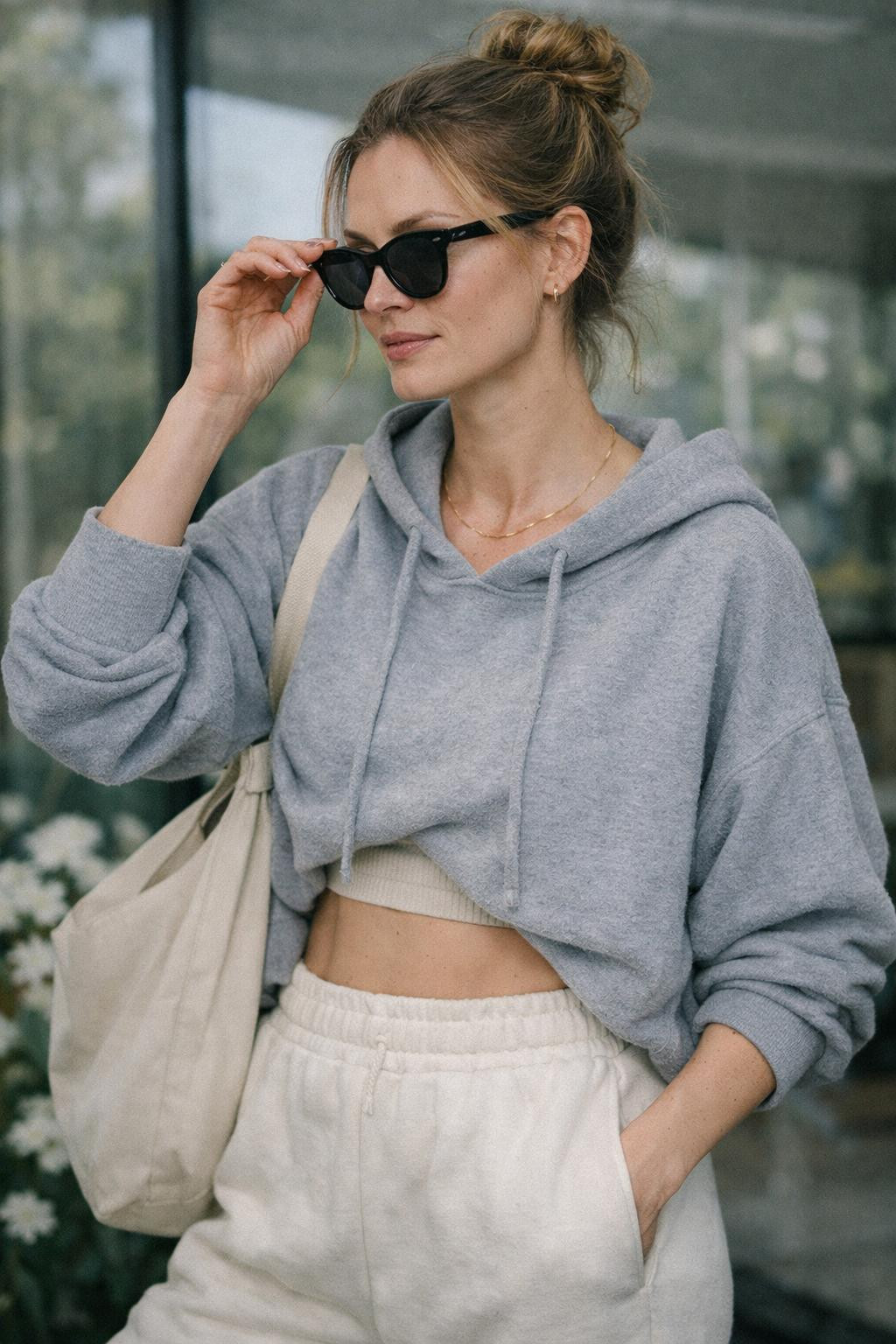 Baggy workout outfits with designer cashmere hoodie