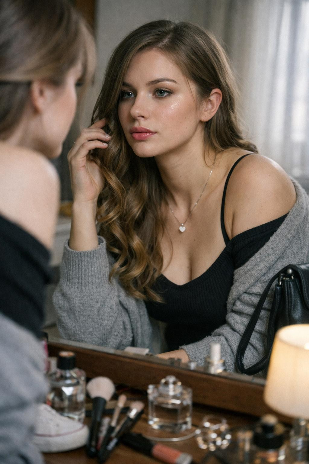 Valentine's Day hairstyles with romantic loose curls over shoulder