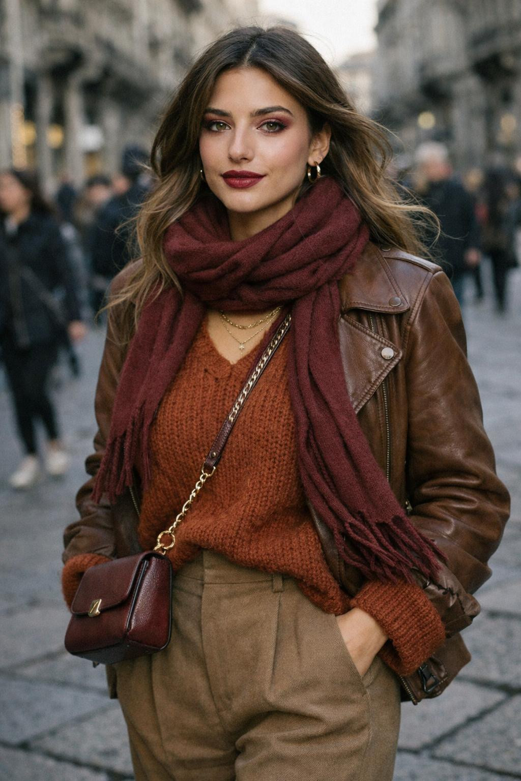 Valentine's makeup looks with soft pink-red eyeshadow and burgundy glossy lips
