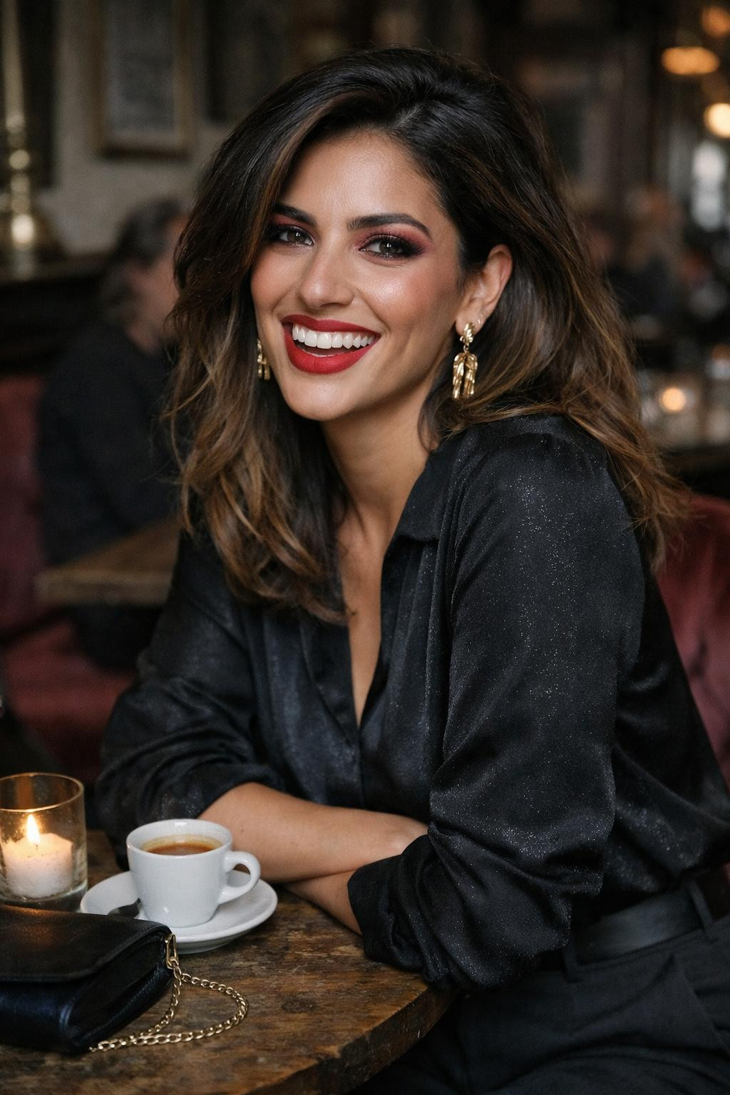 Valentine's makeup looks with dusty rose berry eyeshadow and bold red lips