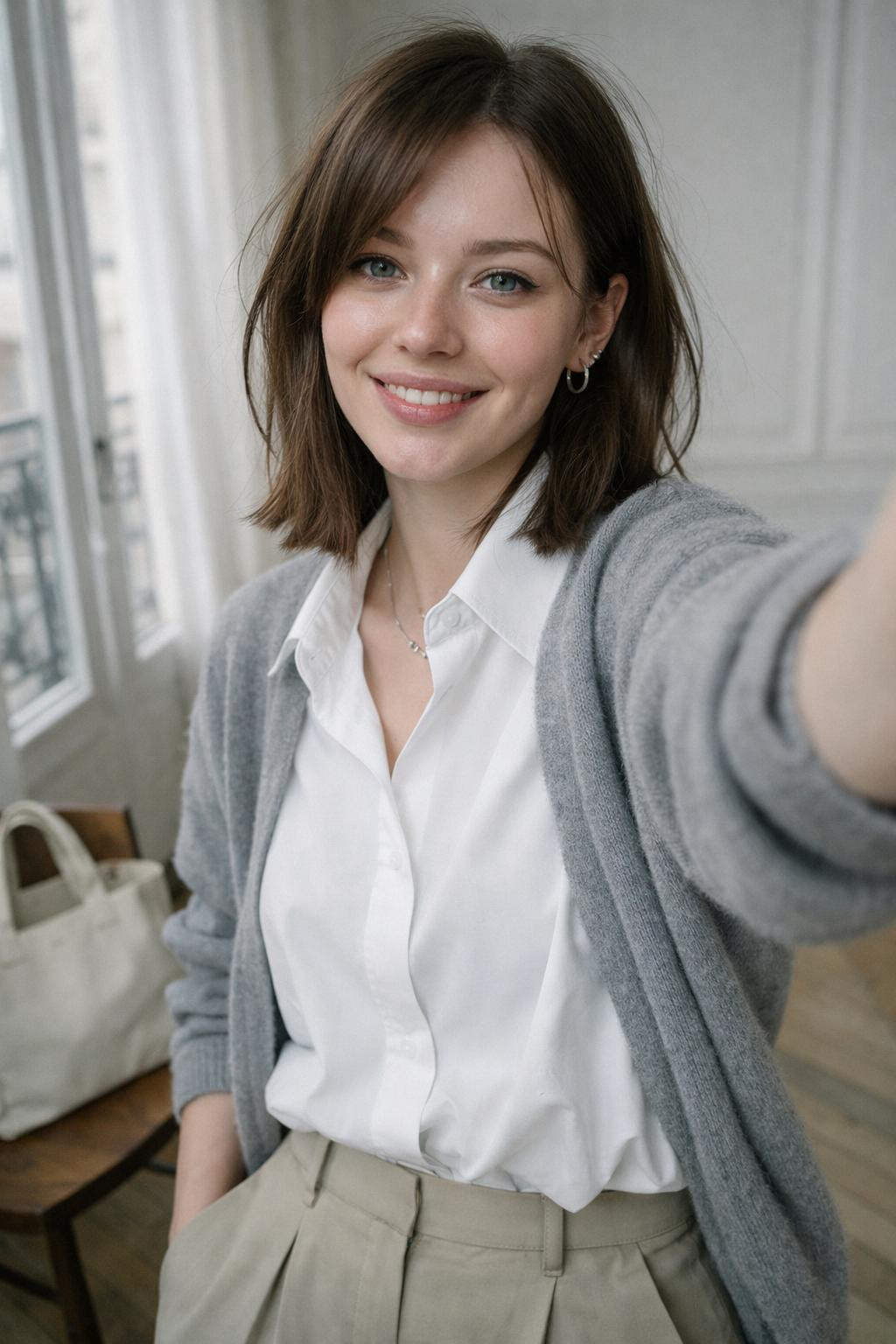 Korean casual outfits with minimalist white oversized shirt