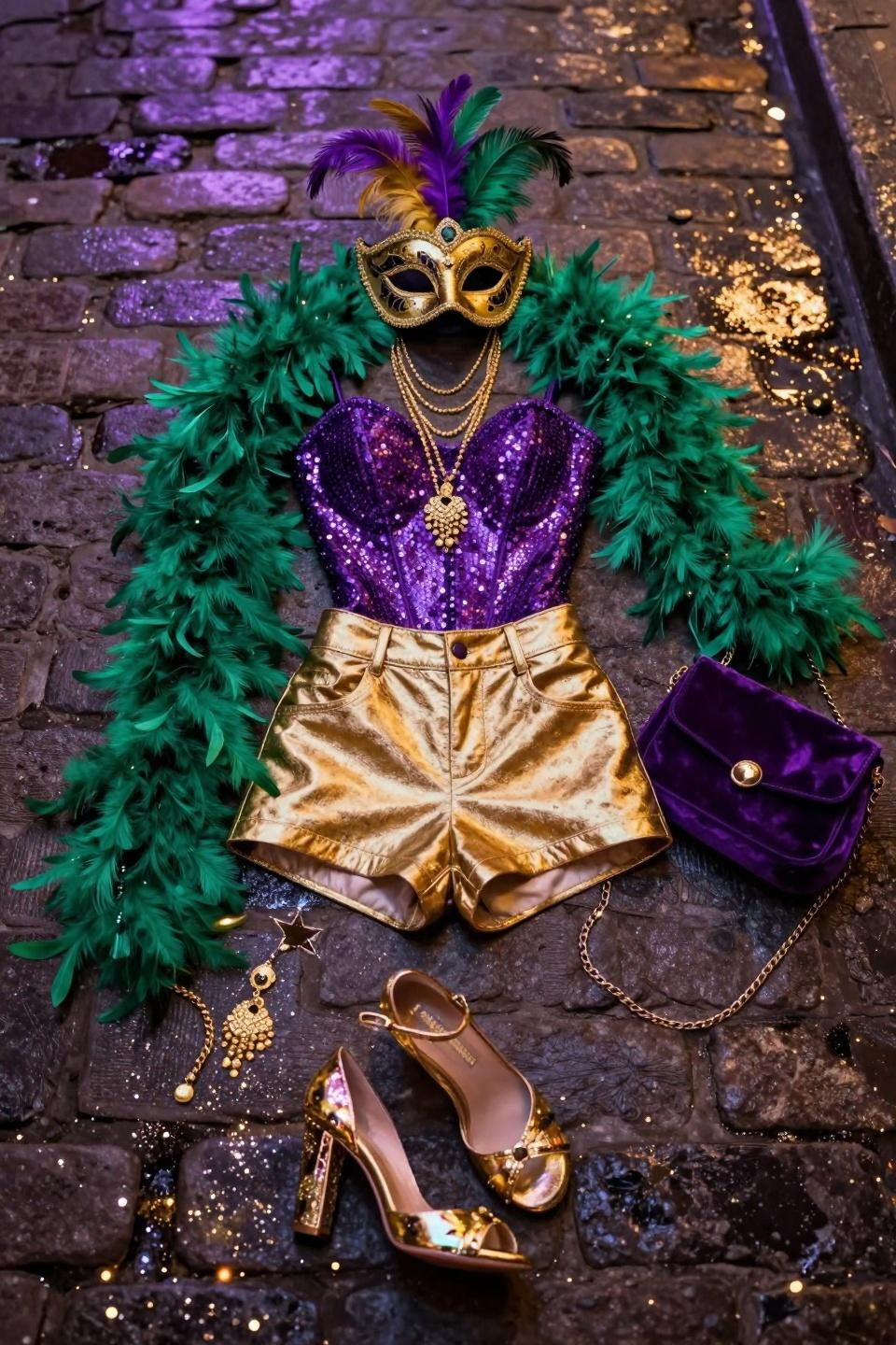 Mardi Gras outfits masquerade style with ornate mask