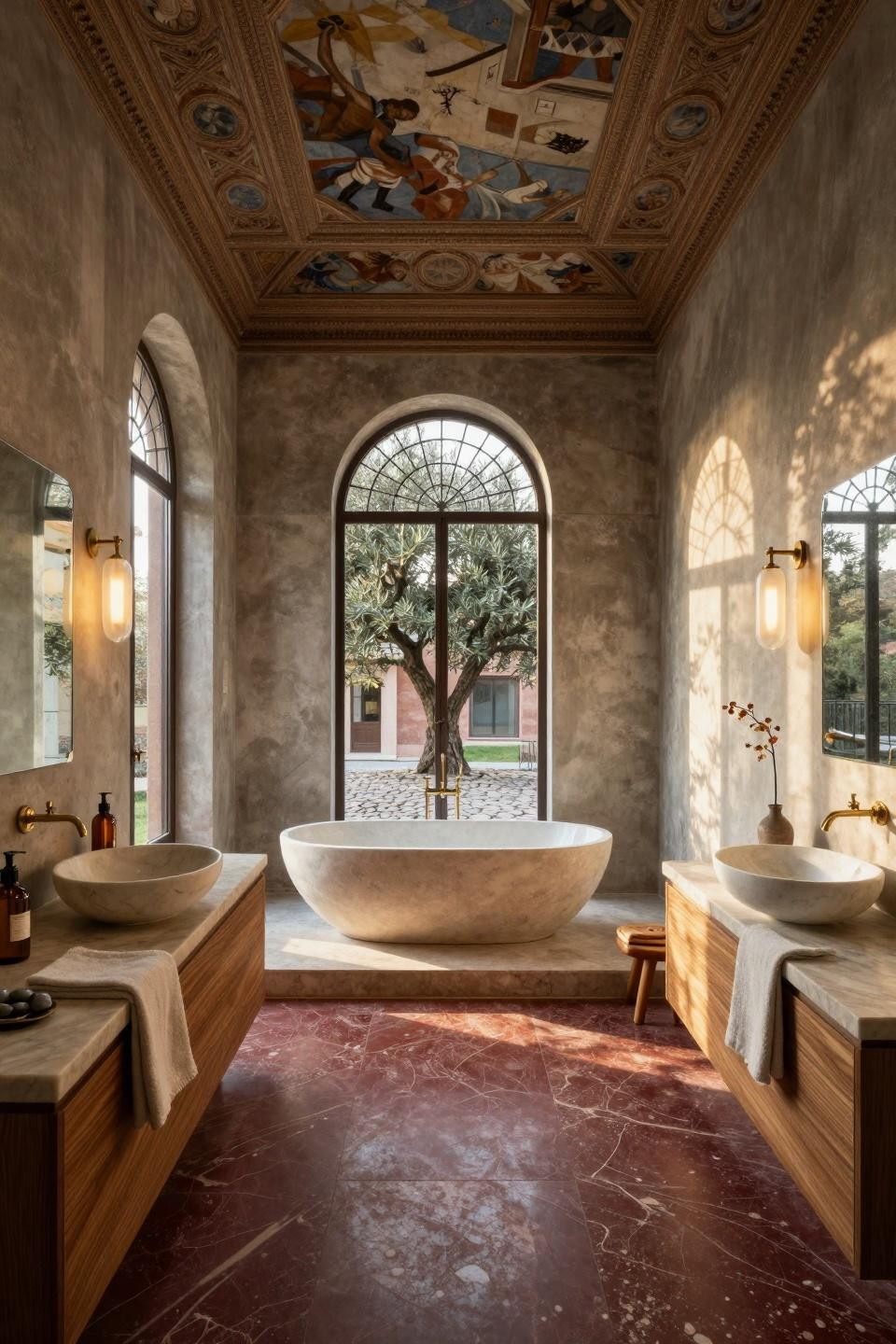 Zen Spa Bathroom Ideas in converted 17th-century palazzo with museum-quality materials