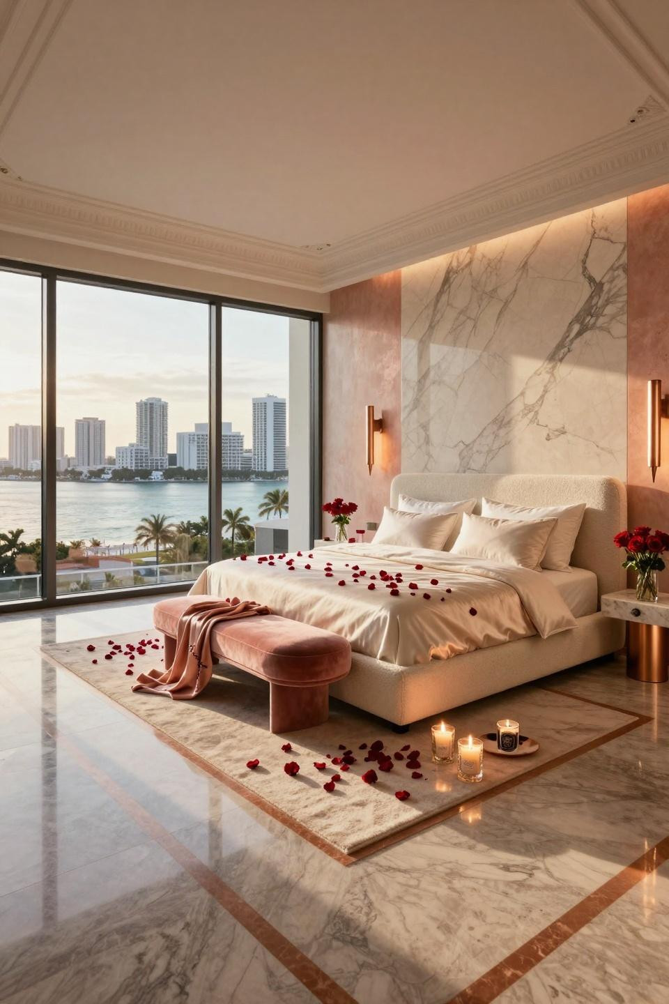 Valentine's Day home decor with B&B Italia Tufty-Time and quartzite flooring