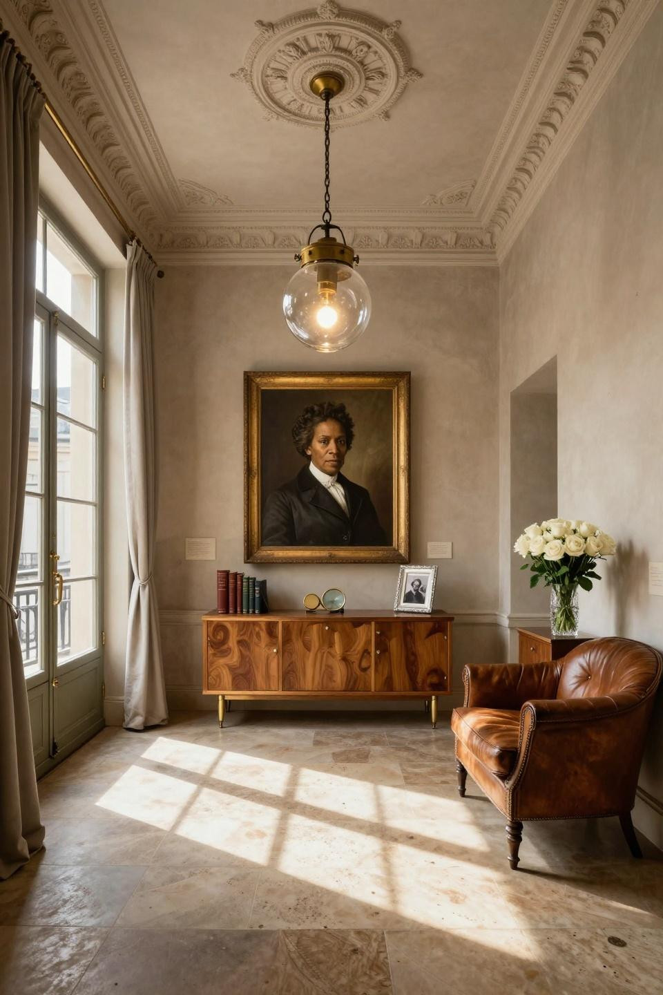 Black history month door decoration featuring museum-quality framed portrait of Harriet Tubman