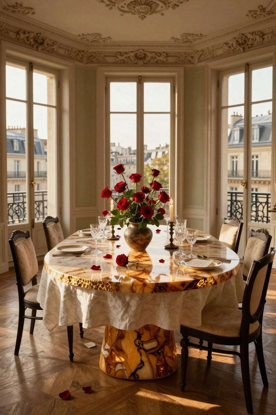 Valentines Day Tablescapes with backlit honey onyx and Japanese ikebana
