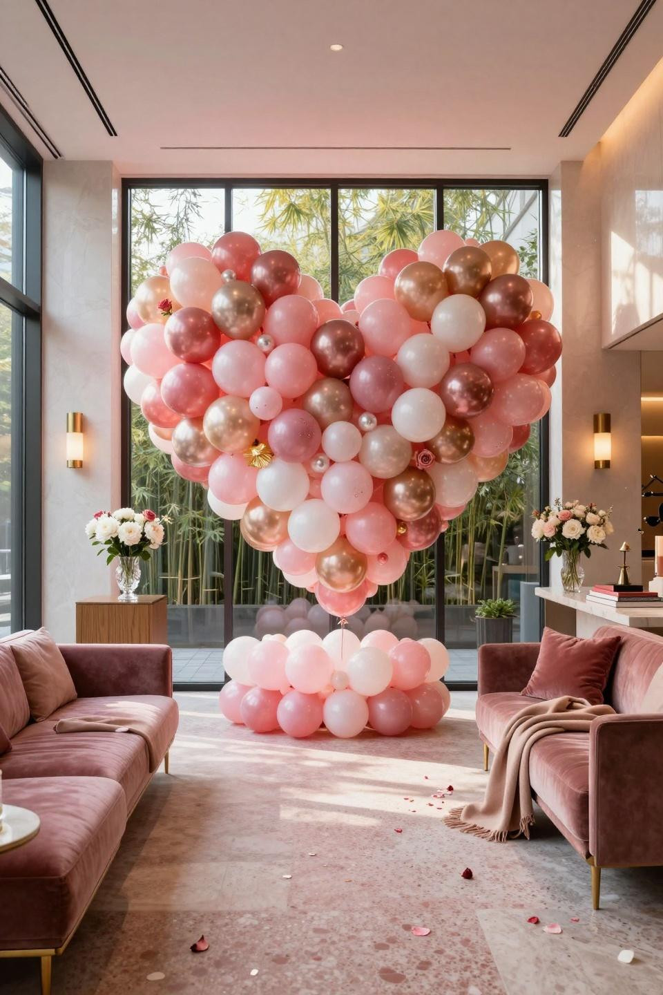 Valentines Day Photoshoot balloon heart with rose gold metallics
