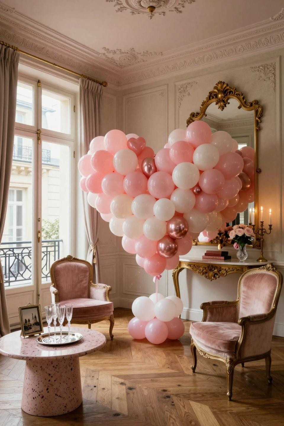 Valentine Backdrop Ideas Diy oversized heart balloons in Haussmann apartment