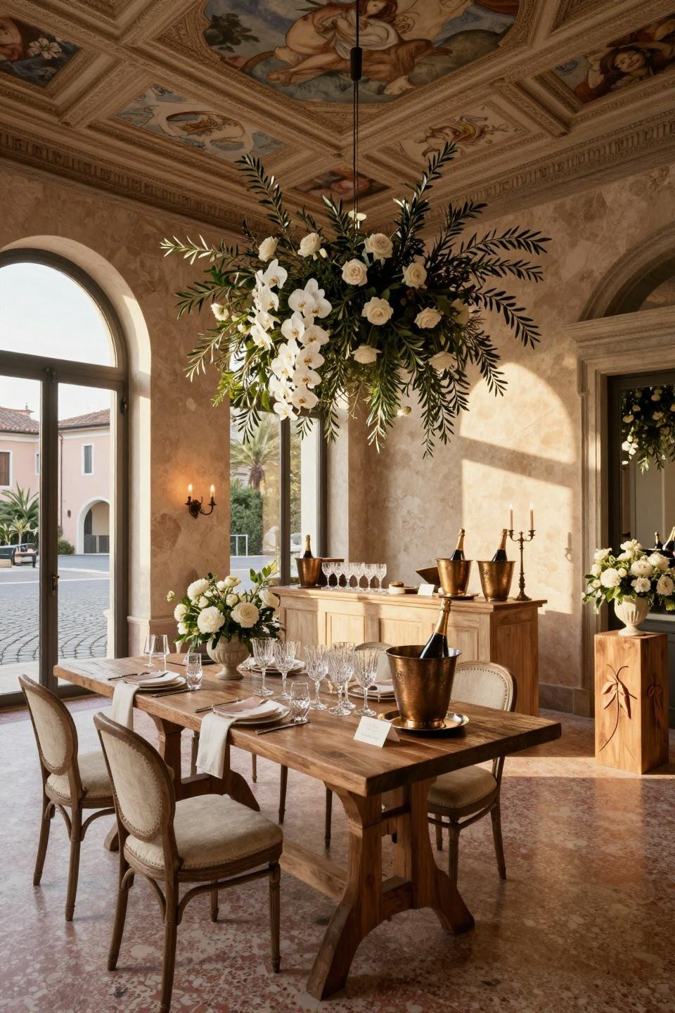 In Bloom Baby Shower Theme featuring terrazzo Veneziano and botanical installation