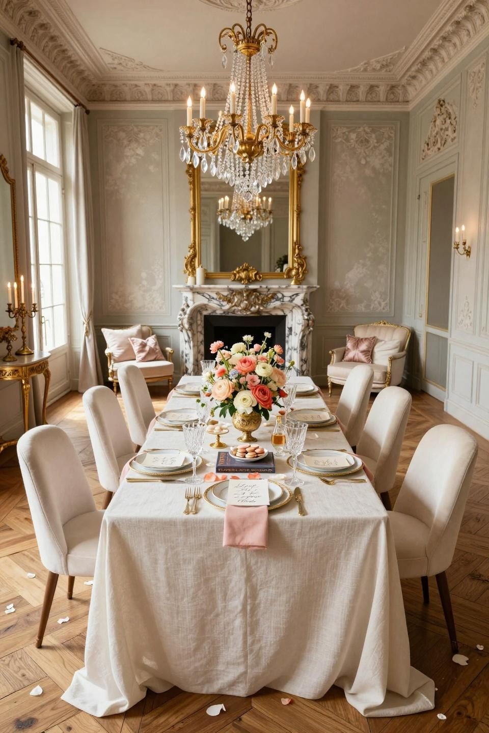 Wedding Shower Ideas with Hermès porcelain and Baccarat crystal in Haussmann apartment