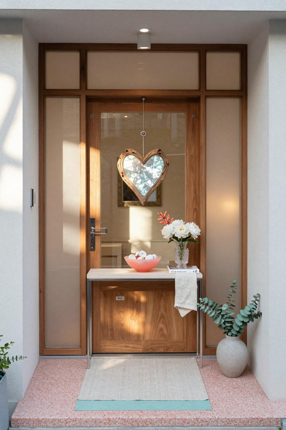 Heart door hanger with artisan mother-of-pearl craftsmanship