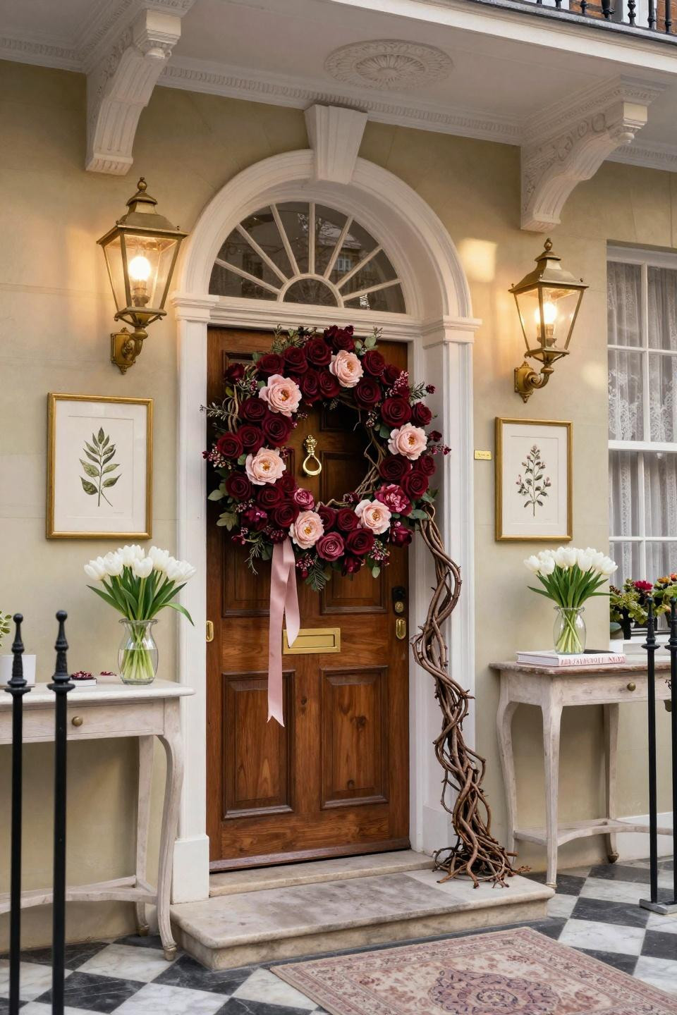Christmas door hanger aesthetic translated to Valentine's luxury wreath