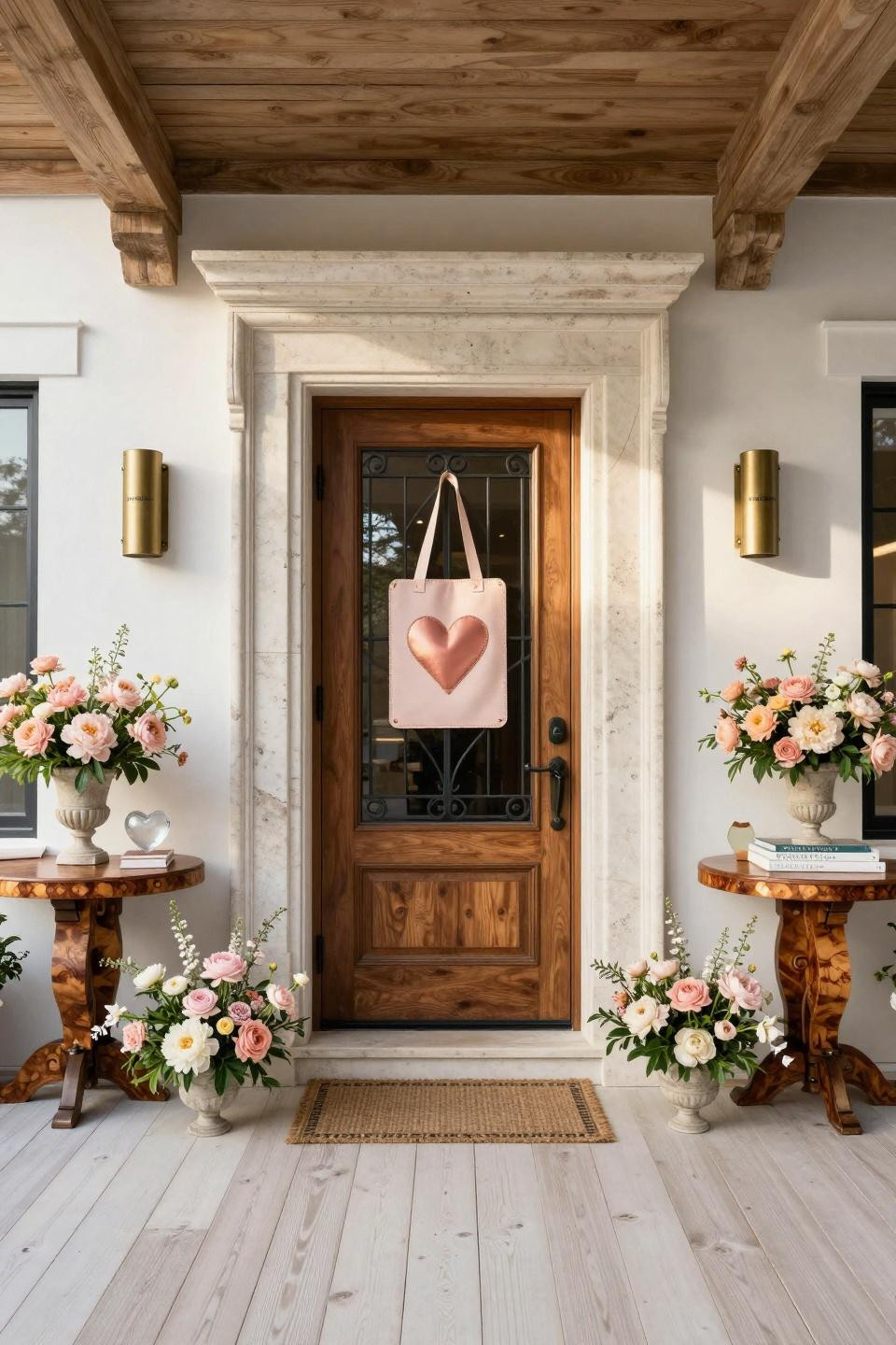Valentines door ideas with bespoke leather and rose gold metalwork