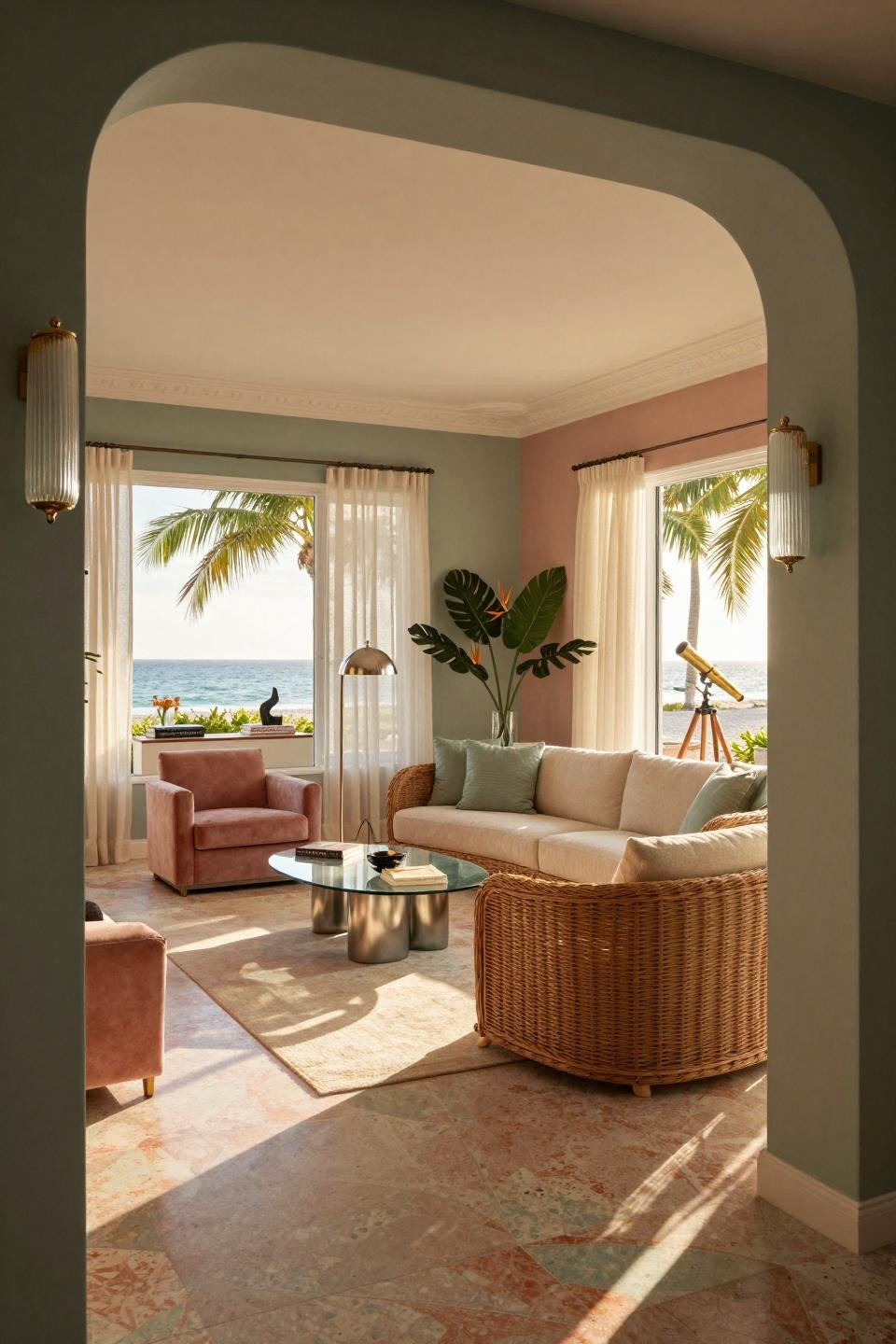 Color combinations home with Farrow & Ball Green Smoke and Pink Ground