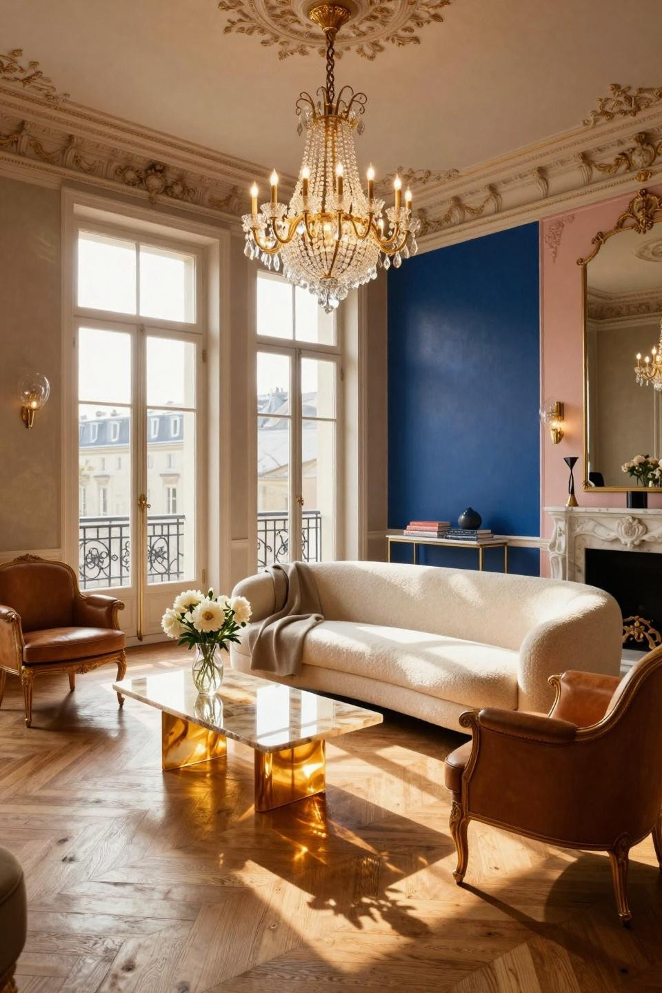 Cozy living room paint colors with Farrow & Ball Hague Blue sapphire lacquer