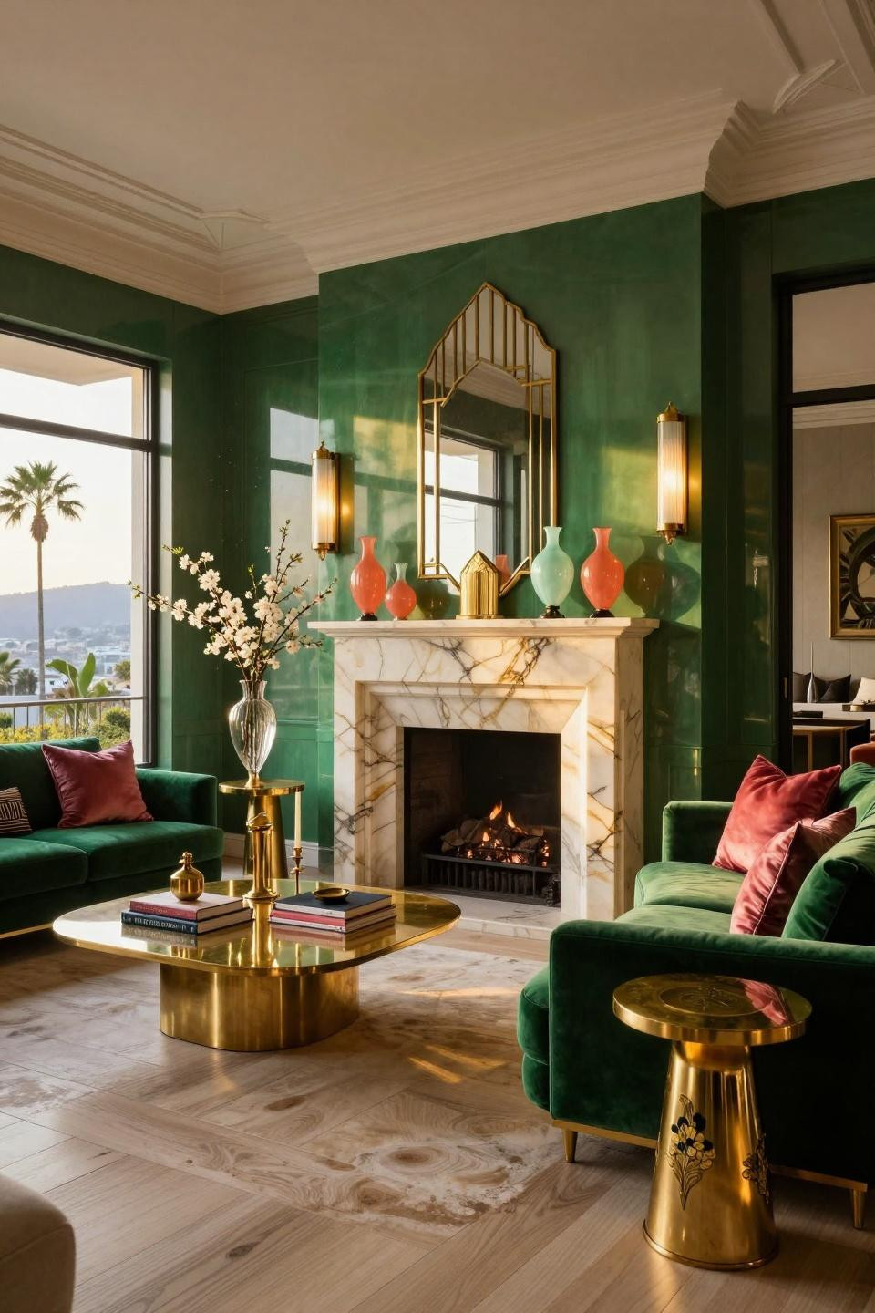 Easter mantle decor ideas featuring Beverly Hills estate with 24k gold leaf accents