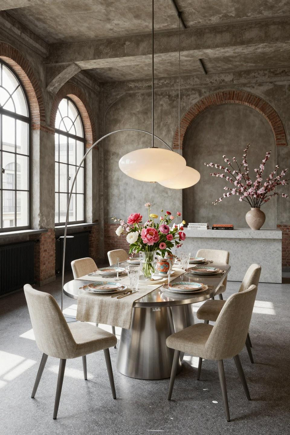 Summer tablescapes featuring B&B Italia table and Ginori porcelain
