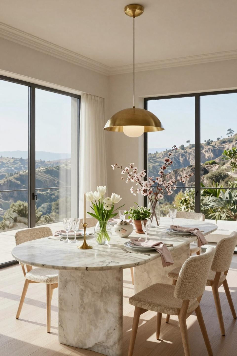 Spring table decor ideas with Royal Copenhagen porcelain and Calacatta marble