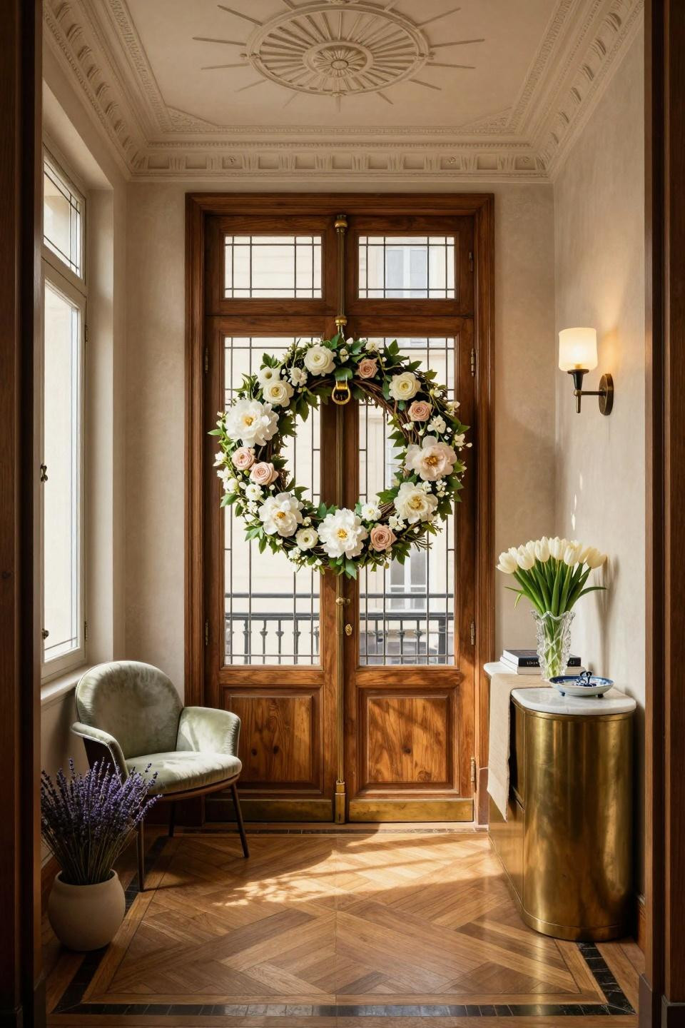 Summer wreath ideas with white peonies and ranunculus