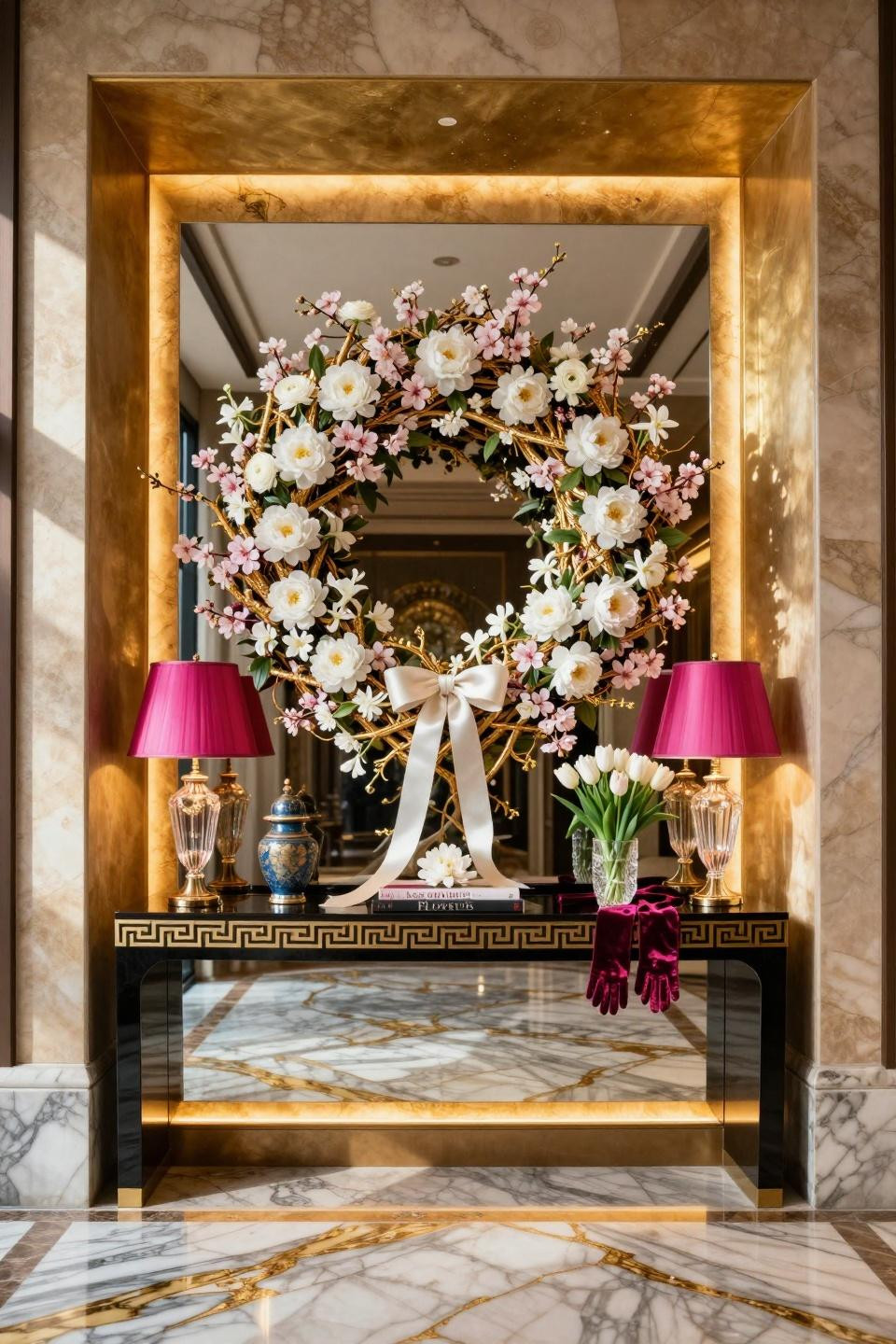Summer wreath ideas with hand-wired cherry blossoms
