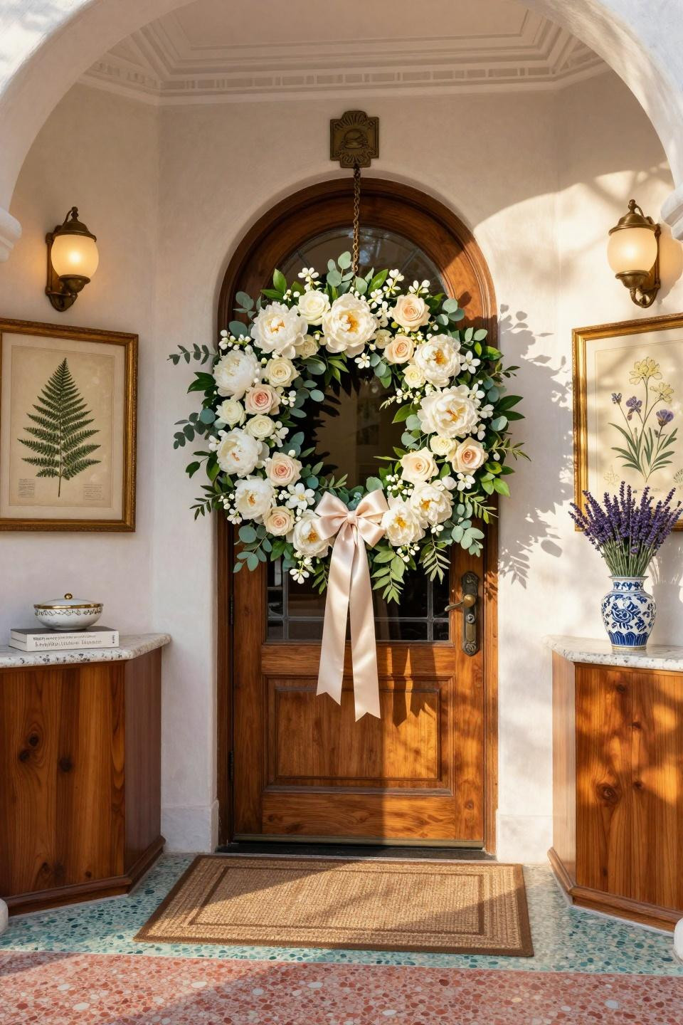 Summer wreaths for front door DIY inspiration with eucalyptus and jasmine