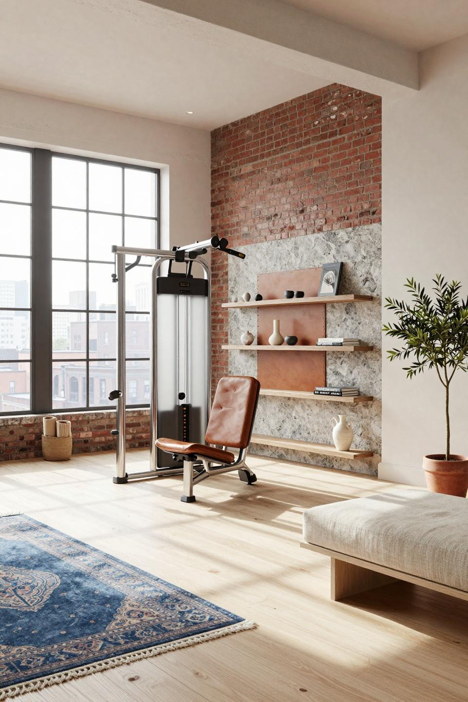 Home gym inspiration featuring Technogym ARTIS in industrial warehouse loft