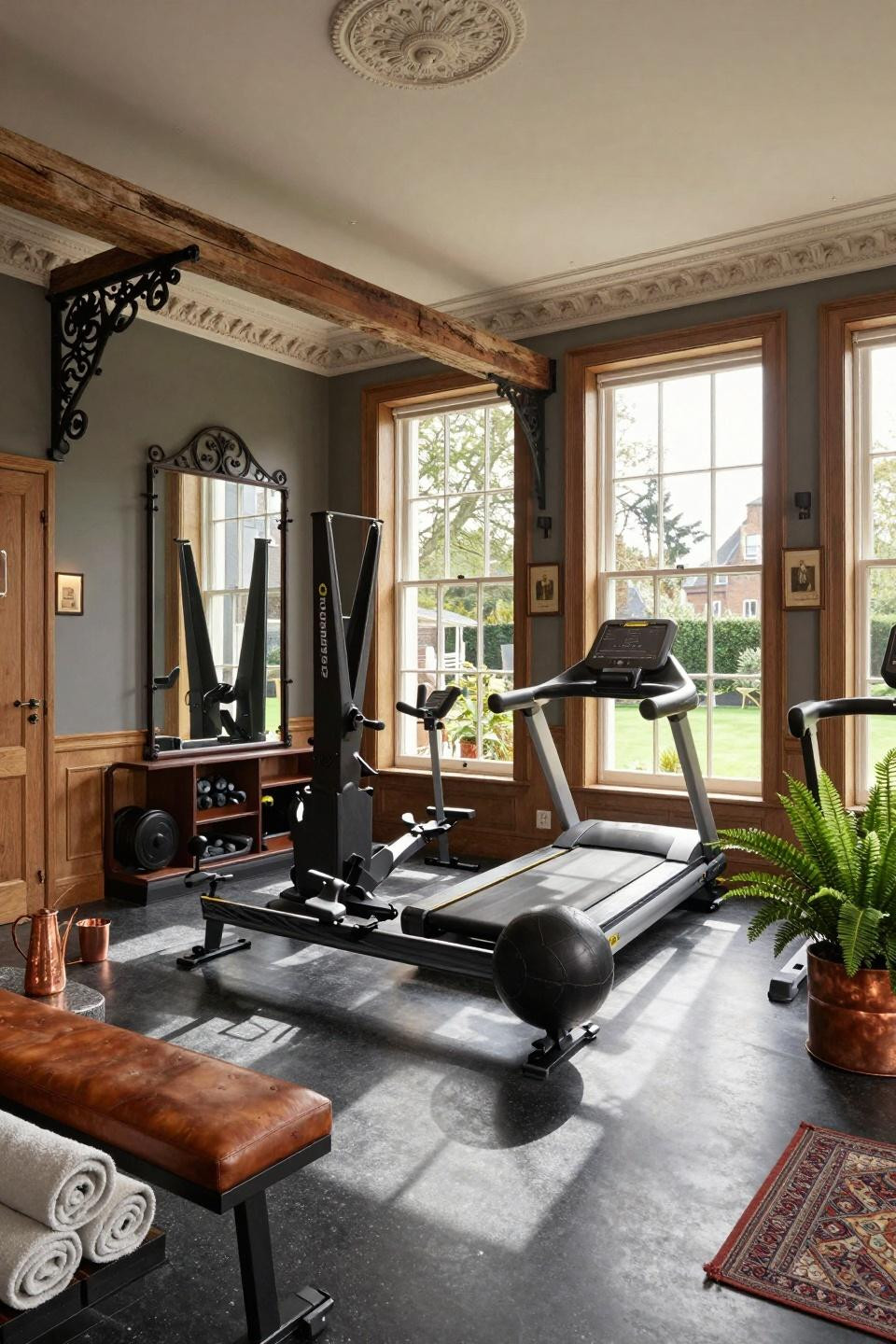 Garage gym ideas small diy featuring London Kensington estate with Victorian architectural details