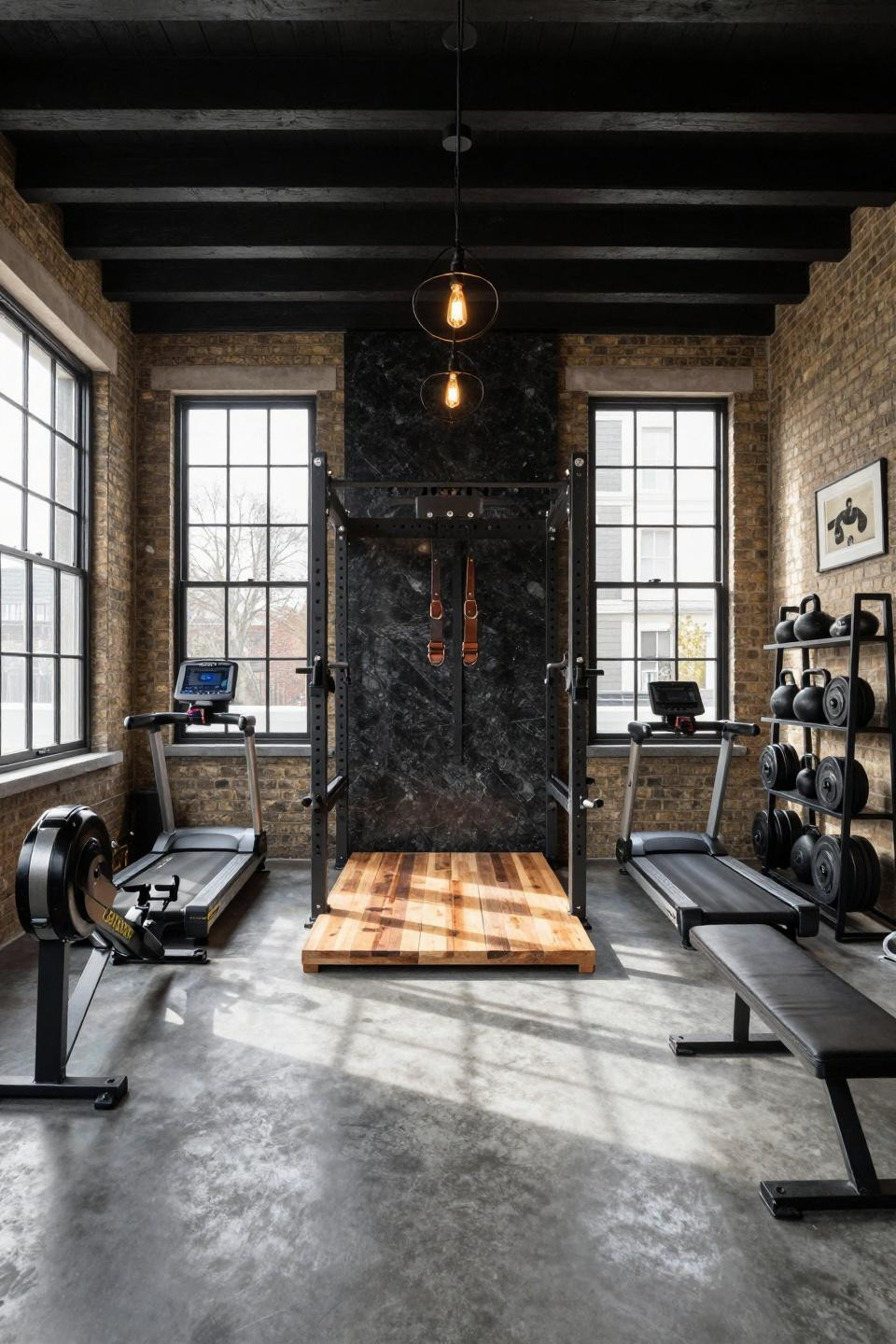 Mini gym at home ideas showcasing London Kensington Georgian townhouse garage conversion