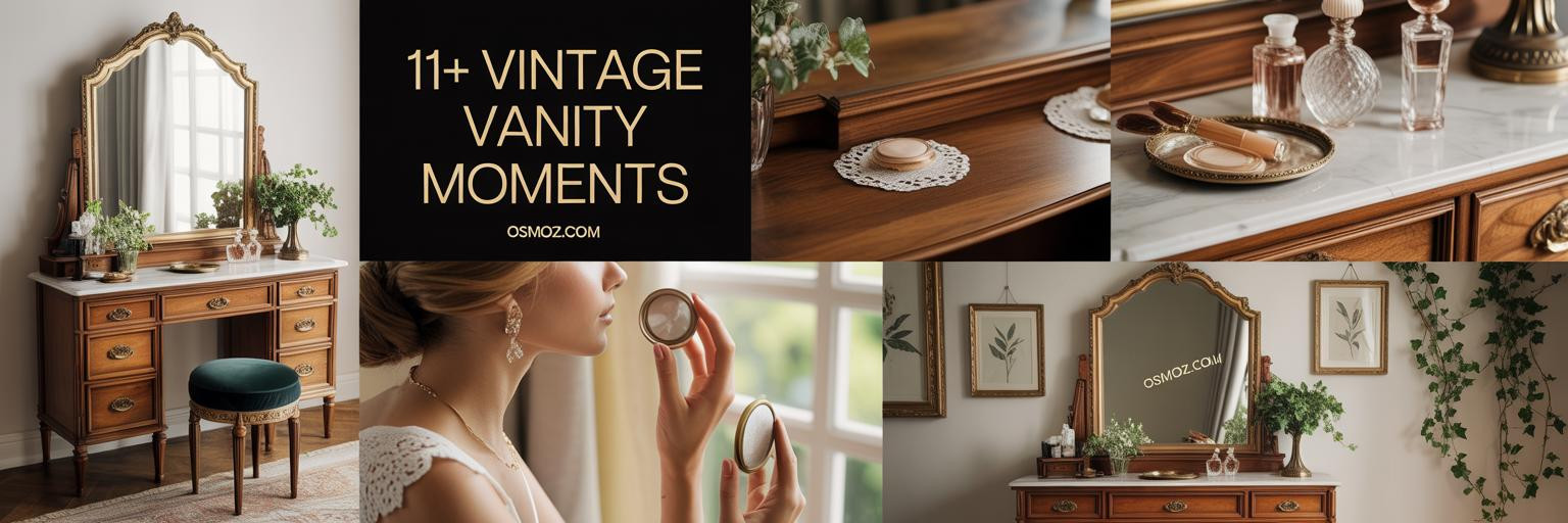11+ Vintage Vanity Moments in Walnut and Brass Light
