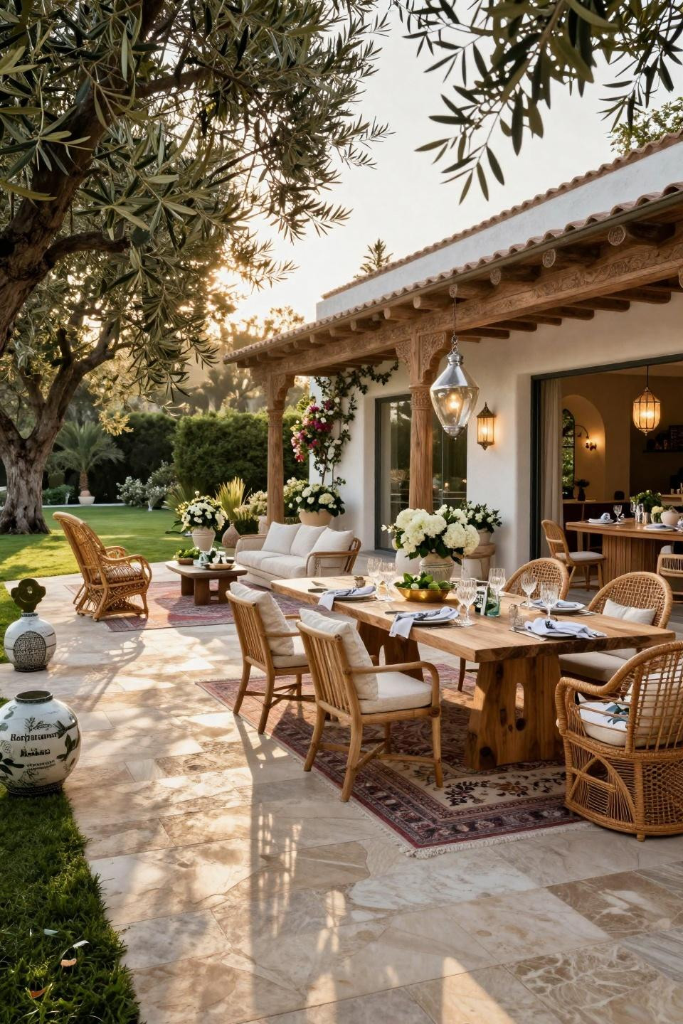 Garden party ideas featuring Moroccan cedar pavilion with Apparatus lanterns