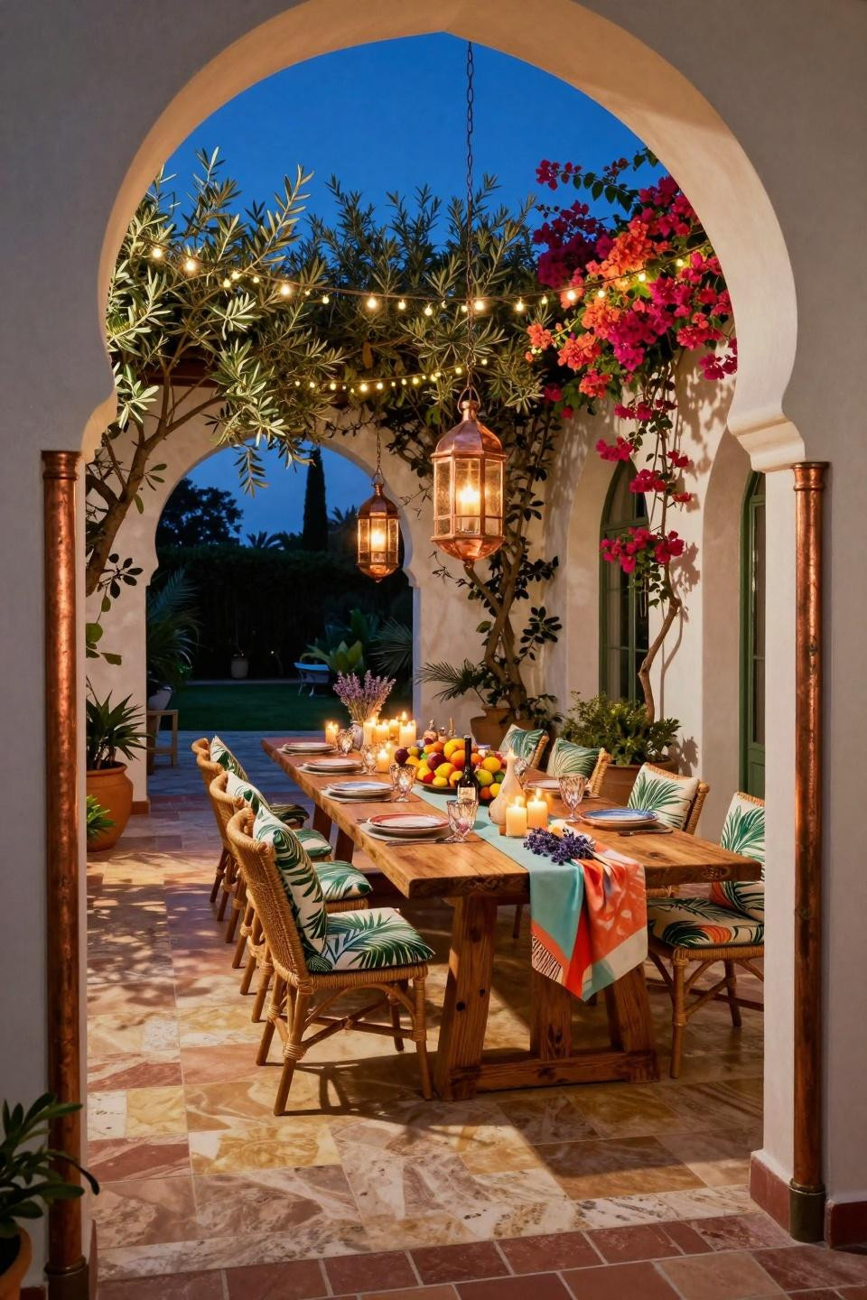 Garden party ideas featuring Milan palazzo with copper lanterns and Murano glass