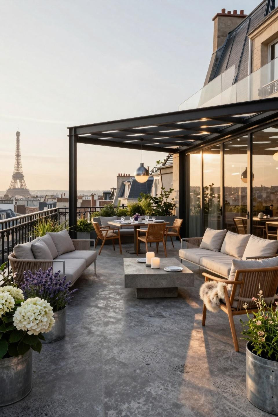 Garden party ideas with Haussmann rooftop featuring Nordic minimalism