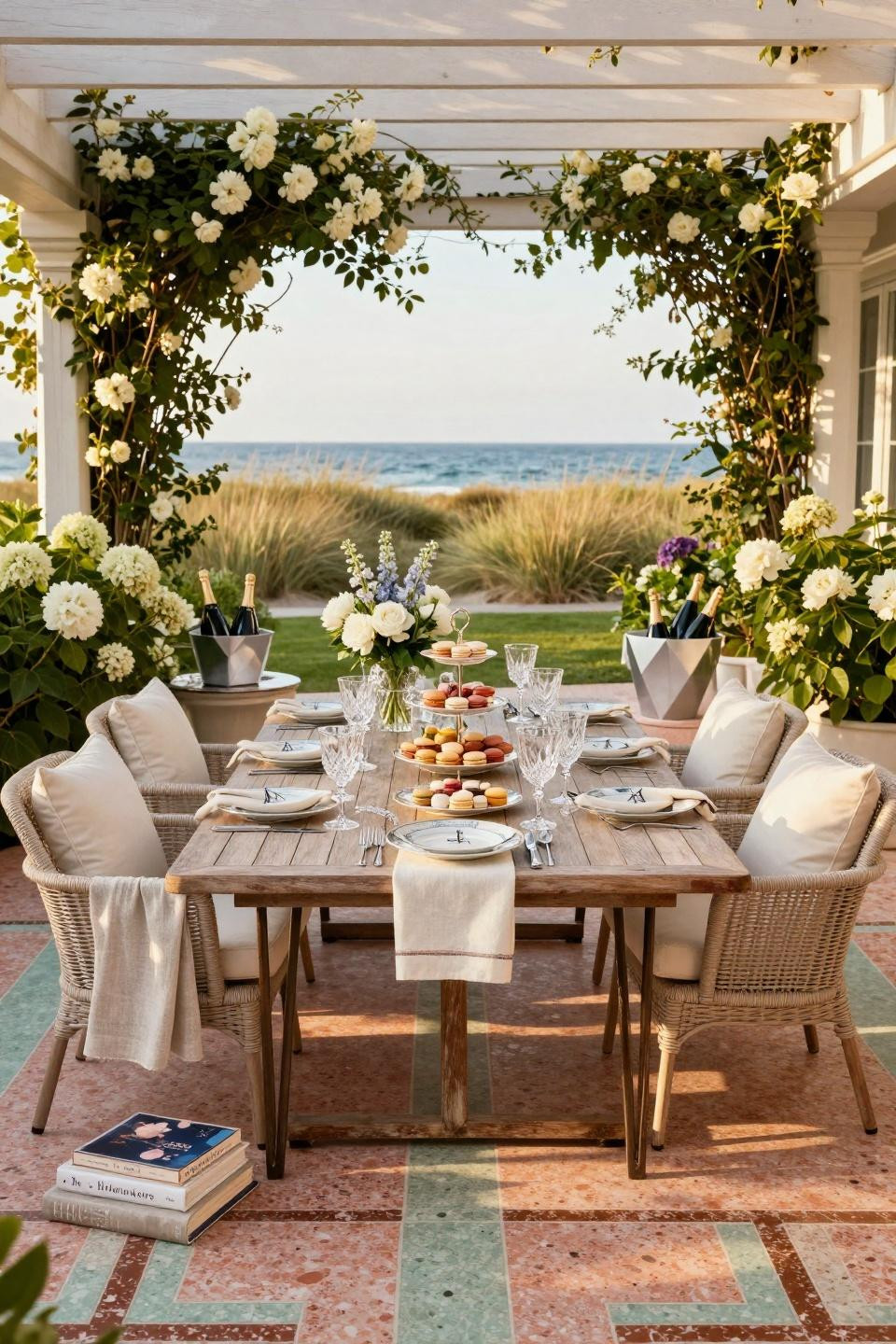 High Tea Party Decorations with aged bronze Art Deco and Hermès porcelain