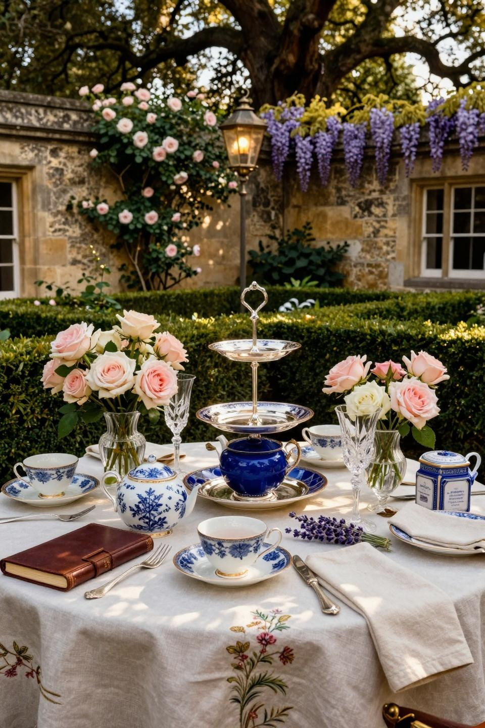 Outdoor Tea Party with Georgian sterling silver and Royal Crown Derby