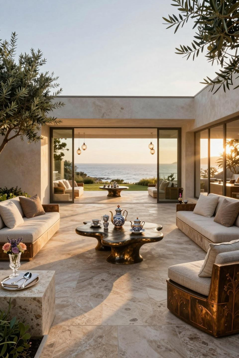 Vintage Tea Party Ideas with museum-quality bronze and travertine