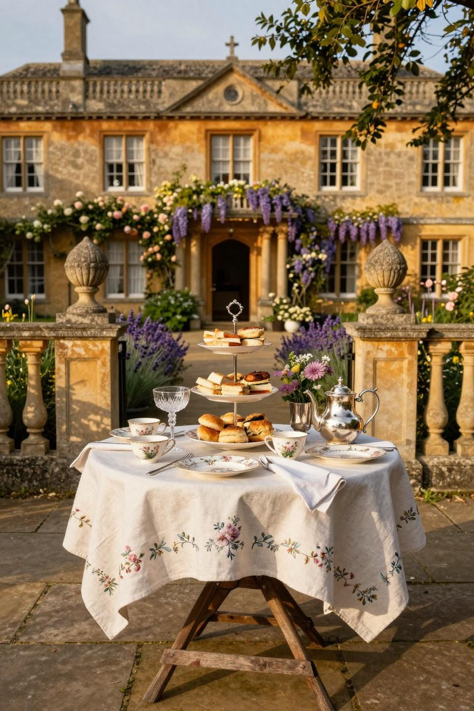 Adult Tea Party with vintage mahogany and sterling silver