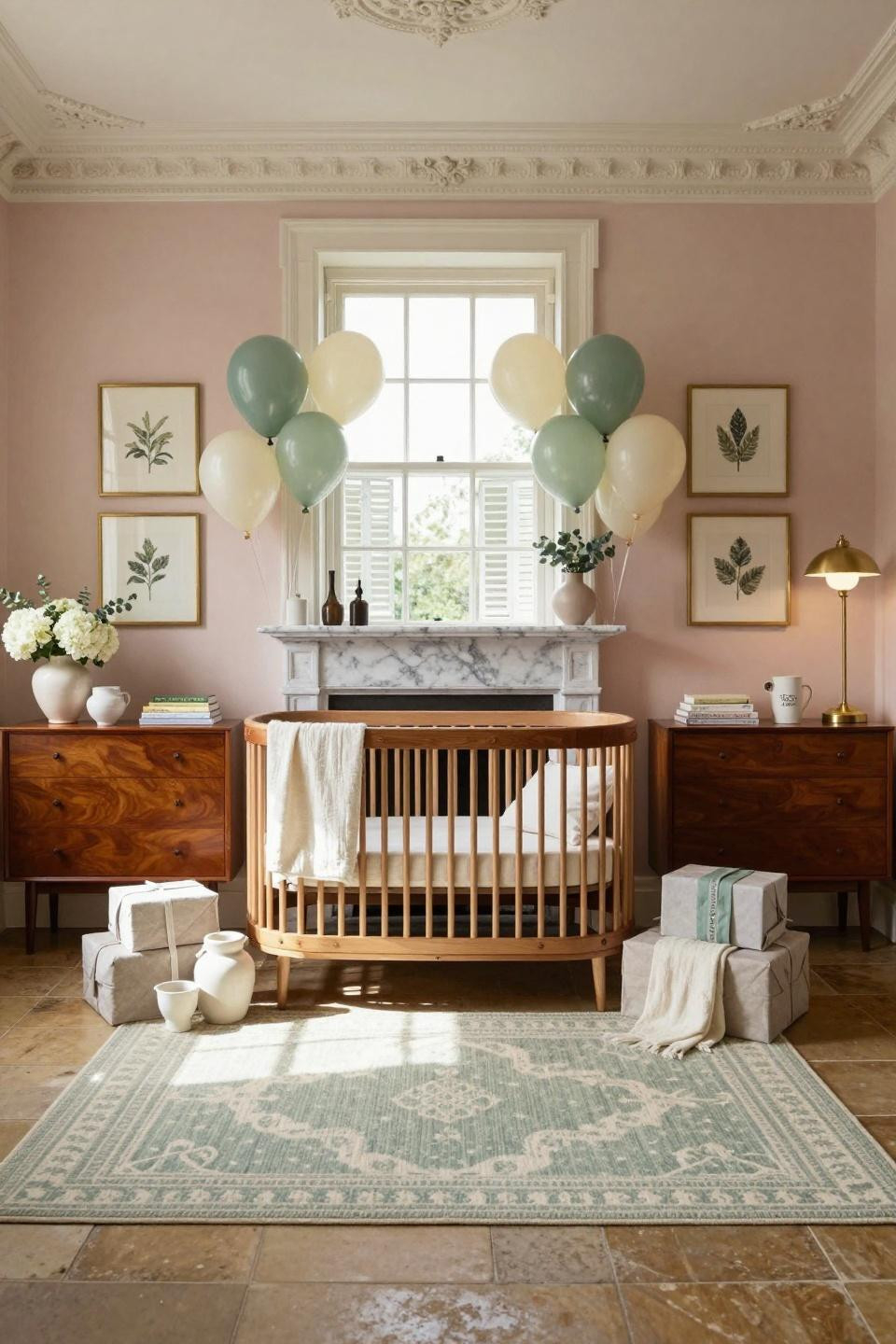 Baby boy baby shower ideas featuring Room & Board Ellipse oval crib in natural walnut with saddle leather detailing