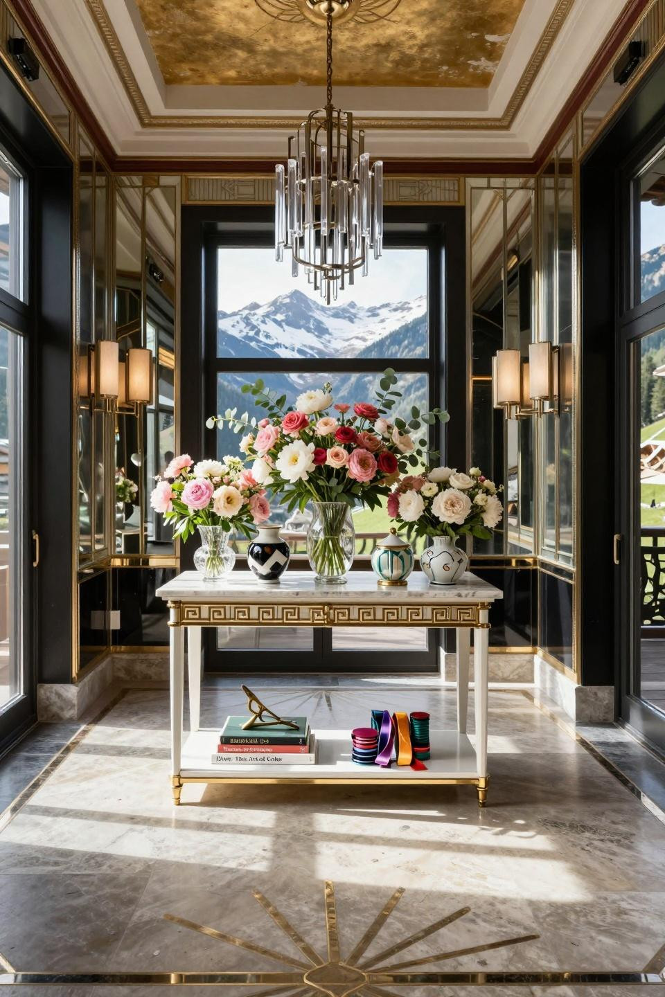 DIY bloom bar with Jonathan Adler design and polished nickel fixtures