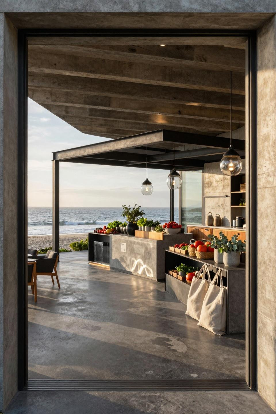 Farmstand ideas small farm with polished concrete and blackened steel