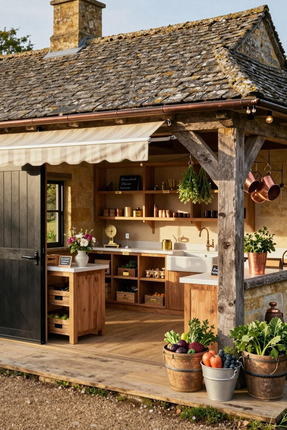 Farmstand ideas small farm with Cotswold limestone and hand-hewn oak