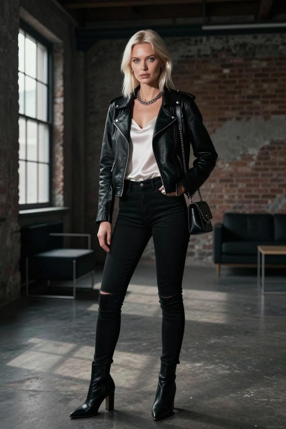 going out outfits featuring black skinny jeans and leather moto jacket
