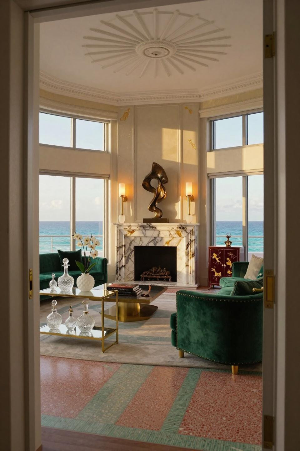 24+ Fireplace Mantle Decor Ideas for Elevated Living Room Style - Penthouse Apartment Art Deco Revival Decor Ideas